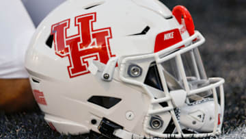 CINCINNATI, OH - NOVEMBER 07: A Houston Cougars helmet is seen during the game against the Cincinnati Bearcats at Nippert Stadium on November 7, 2020 in Cincinnati, Ohio. (Photo by Michael Hickey/Getty Images)