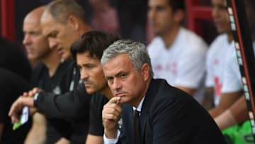 BOURNEMOUTH, ENGLAND - AUGUST 14: Jose Mourinho of Manchester United looks on before the Premier League match between AFC Bournemouth and Manchester United at Vitality Stadium on August 14, 2016 in Bournemouth, England. (Photo by Stu Forster/Getty Images)
