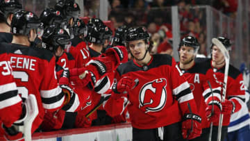 Nico Hischier, New Jersey Devils. (Photo by Adam Hunger/Getty Images)