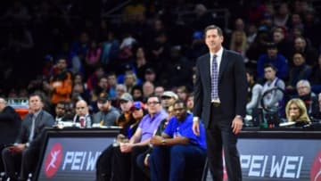 Dec 2, 2015; Auburn Hills, MI, USA; Phoenix Suns head coach Jeff Hornacek reacts during the fourth quarter against the Detroit Pistons at The Palace of Auburn Hills. Detroit won 127-122 in overtime. Mandatory Credit: Tim Fuller-USA TODAY Sports