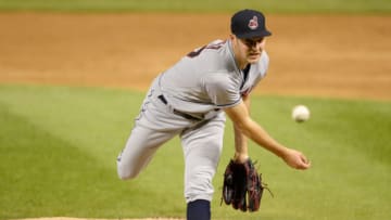 CHICAGO - SEPTEMBER 25: Trevor Bauer #47 of the Cleveland Indians pitches against the Chicago White Sox on September 25, 2018 at Guaranteed Rate Field in Chicago, Illinois. (Photo by Ron Vesely/MLB Photos via Getty Images)