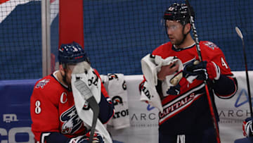 Alex Ovechkin, Tom Wilson, Washington Capitals Mandatory Credit: Geoff Burke-USA TODAY Sports