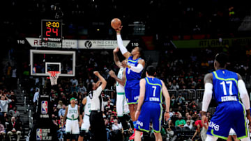 ATLANTA, GA - APRIL 6: The Atlanta Hawks and the Boston Celtics tip-off on April 6, 2017 at Philips Arena in Atlanta, Georgia. NOTE TO USER: User expressly acknowledges and agrees that, by downloading and/or using this Photograph, user is consenting to the terms and conditions of the Getty Images License Agreement. Mandatory Copyright Notice: Copyright 2017 NBAE (Photo by Scott Cunningham/NBAE via Getty Images)