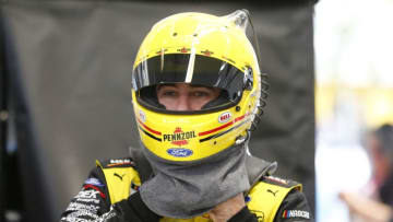 LAS VEGAS, NEVADA - FEBRUARY 21: Ryan Blaney, driver of the #12 Menards/Pennzoil Ford, climbs into his car during practice for the NASCAR Cup Series at Las Vegas Motor Speedway on February 21, 2020 in Las Vegas, Nevada. (Photo by Jonathan Ferrey/Getty Images)