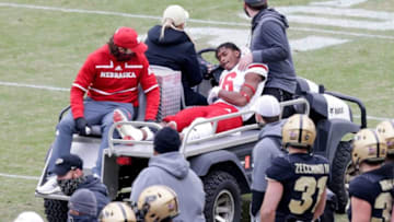 Nebraska cornerback Nadab Joseph (16) is carted off the field after an injury during the second quarter of an NCAA college football game, Saturday, Dec. 5, 2020 at Ross-Ade Stadium in West Lafayette.Cfb Purdue Vs Nebraska