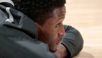 INDIANAPOLIS, IN - DECEMBER 18th: Victor Oladipo #4 of the Indiana Pacers warms up before the game against the Boston Celtics on December 18, 2017 at Bankers Life Fieldhouse in Indianapolis, Indiana. NOTE TO USER: User expressly acknowledges and agrees that, by downloading and or using this Photograph, user is consenting to the terms and conditions of the Getty Images License Agreement. Mandatory Copyright Notice: Copyright 2017 NBAE (Photo by Ron Hoskins/NBAE via Getty Images)