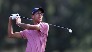 JACKSON, MISSISSIPPI - SEPTEMBER 20: Akshay Bhatia of the United States plays his shot from the seventh tee during a continuation of the first round of the Sanderson Farms Championship at The Country Club of Jackson on September 20, 2019 in Jackson, Mississippi. (Photo by Sam Greenwood/Getty Images)