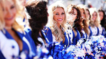 AUSTIN, TEXAS - NOVEMBER 03: The Dallas Cowboys cheerleaders are seen for the drivers parade before the F1 Grand Prix of USA at Circuit of The Americas on November 03, 2019 in Austin, Texas. (Photo by Mark Thompson/Getty Images)