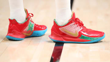 PORTLAND, OREGON - FEBRUARY 23: A detailed view of the Nike shoes worn by Mario Hezonja #44 of the Portland Trail Blazers (Photo by Abbie Parr/Getty Images)