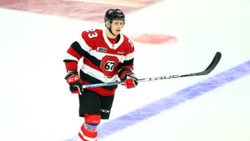 HAMILTON, ON - JANUARY 16: Marco Rossi #23 of Team Red skates during warm up for the 2020 CHL/NHL Top Prospects Game against Team White at FirstOntario Centre on January 16, 2020 in Hamilton, Canada. (Photo by Vaughn Ridley/Getty Images)