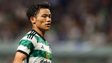 SUITA, JAPAN - JULY 22: Reo Hatate of Celtic during the preseason friendly between Celtic and Gamba Osaka at Panasonic Stadium Suita on July 22, 2023 in Suita, Osaka, Japan. (Photo by Robbie Jay Barratt - AMA/Getty Images)