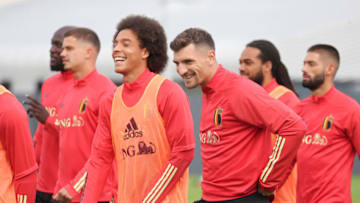 Axel Witsel and Thomas Meunier (Photo by BRUNO FAHY/BELGA MAG/AFP via Getty Images)