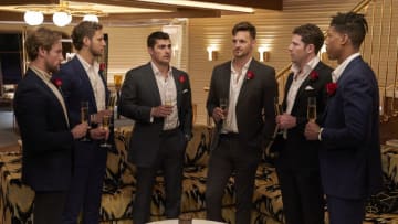 THE BACHELORETTE - Ò1905Ó Ð Gabby, Rachel and their 14 remaining men continue their seaside journey across Europe, docking at a city known for its rich history, romantic flair and delicious chocolate and beer: Bruges! Romance is in the air as connections deepen, but not all is coming up roses when Logan decides to confess feelings that send the ship, and our leading ladies, spinning. After reckoning with the fallout of LoganÕs decision, Rachel makes a shocking choice that affects all her remaining men. Meanwhile, Gabby heads to a group date exploring the city, but not all goes to plan when an uninvited guest arrives hoping to stir up feelings. Later, the women will attempt to shake off the surprises of the week with one-on-one dates to remember and a rose ceremony they wonÕt soon forget, on an all-new episode of the ÒThe Bachelorette,'' airing MONDAY, AUG. 8 (8:00-10:01 p.m. EDT), on ABC. (ABC/Craig Sjodin)JOHNNY, ERICH, SPENCER, LOGAN, JASON, NATE