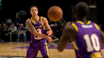 RENO, NV - DEC 10: Stephaun Branch #13 of the South Bay Lakers passes to a teammate against the Reno Bighorns during an NBA G-League game on Dec. 10, 2017 at the Reno Events Center in Reno, Nev. Copyright 2017 NBAE (Photo by David Calvert/NBAE via Getty Images)