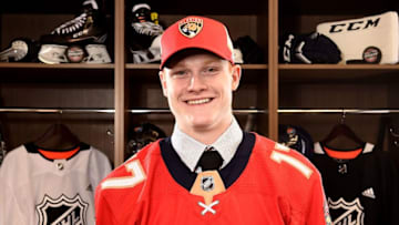 CHICAGO, IL - JUNE 23: Owen Tippett poses for a portrait after being selected tenth overall by the Florida Panthers during the 2017 NHL Draft at the United Center on June 23, 2017 in Chicago, Illinois. (Photo by Stacy Revere/Getty Images)
