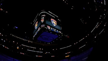 SUNRISE, FL - OCTOBER 20: A general view of the video cube and scoreboard prior to the start of the Florida Panthers hosting the Washington Capitals at the BB&T Center on October 20, 2016 in Sunrise, Florida. (Photo by Eliot J. Schechter/NHLI via Getty Images)