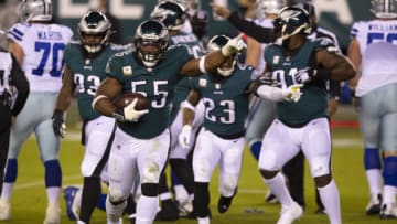 PHILADELPHIA, PA - NOVEMBER 01: Brandon Graham #55 of the Philadelphia Eagles reacts against the Dallas Cowboys at Lincoln Financial Field on November 1, 2020 in Philadelphia, Pennsylvania. (Photo by Mitchell Leff/Getty Images)