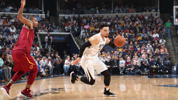MEMPHIS, TN - FEBRUARY 23: Dillon Brooks #24 of the Memphis Grizzlies handles the ball against the Cleveland Cavaliers on February 23, 2018 at FedExForum in Memphis, Tennessee. NOTE TO USER: User expressly acknowledges and agrees that, by downloading and or using this photograph, User is consenting to the terms and conditions of the Getty Images License Agreement. Mandatory Copyright Notice: Copyright 2018 NBAE (Photo by Joe Murphy/NBAE via Getty Images)