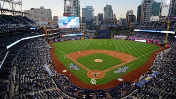 Apr 4, 2016; San Diego, CA, USA; A general view of a game between the Los Angeles Dodgers and San Diego Padres during the eighth inning at Petco Park. Mandatory Credit: Jake Roth-USA TODAY Sports