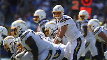 CARSON, CALIFORNIA - SEPTEMBER 08: Philip Rivers #17 of the Los Angeles Chargers calls a play from the line of scrimmage during the first half of a game against the Indianapolis Colts at Dignity Health Sports Park on September 08, 2019 in Carson, California. (Photo by Sean M. Haffey/Getty Images)