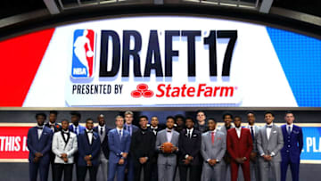 NEW YORK, NY - JUNE 22: Front Row (L-R) - OG Anunoby, Dennis Smith, Malik Monk, Luke Kennard, Lonzo Ball, Markelle Fultz, De'aaron Fox, Frank Ntilikina, Justin Jackson, Back Row (L-R) Bam Adebayo, Jonathan Isaac, Justin Patton, Lauri Markkanen, Jayson Tatum, Josh Jackson, Zach Collins, Donovan Mitchell and TJ Leaf pose before the first round of the 2017 NBA Draft at Barclays Center on June 22, 2017 in New York City. NOTE TO USER: User expressly acknowledges and agrees that, by downloading and or using this photograph, User is consenting to the terms and conditions of the Getty Images License Agreement. (Photo by Mike Stobe/Getty Images)