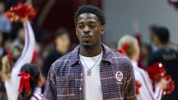 Indiana Hoosiers guard Xavier Johnson (0). Mandatory Credit: Trevor Ruszkowski-USA TODAY Sports