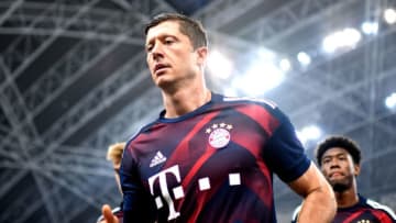 SINGAPORE - JULY 27: Robert Lewandowski #9 of FC Bayern Muenchen runs during the International Champions Cup match between FC Bayern Munich and FC Internazionale at National Stadium on July 27, 2017 in Singapore. (Photo by Thananuwat Srirasant/Getty Images for ICC)
