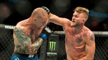 STOCKHOLM, SWEDEN - JUNE 01: Alexander Gustafsson (Right) lands a punch on Anthony Smith (Left) during the UFC Fight Night event at the Ericsson Globe Arena on June 1, 2019 in Stockholm, Sweden. (Photo by Michael Campanella/Getty Images)