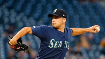 PITTSBURGH, PA - SEPTEMBER 17: Marco Gonzales #7 of the Seattle Mariners in action during inter-league play against the Pittsburgh Pirates at PNC Park on September 17, 2019 in Pittsburgh, Pennsylvania. (Photo by Justin K. Aller/Getty Images)
