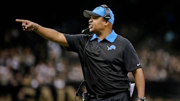 Dec 21, 2015; New Orleans, LA, USA; Detroit Lions head coach Jim Caldwell against the New Orleans Saints during the second half of a game at the Mercedes-Benz Superdome. The Lions defeated the Saints 35-27. Mandatory Credit: Derick E. Hingle-USA TODAY Sports