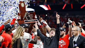 ATLANTA, GA - DECEMBER 02: head coach Kirby Smart of the Georgia Bulldogs, Roquan Smith
