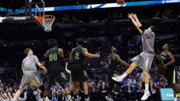 Mar 23, 2014; San Antonio, TX, USA; Creighton Bluejays forward Doug McDermott (3) shoots against the Baylor Bears in the second half of a men