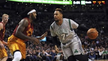 Jan 13, 2016; Boston, MA, USA; Boston Celtics center Jared Sullinger (7) drives towards the basket while Indiana Pacers center Jordan Hill (27) defends during the first half at TD Garden. Mandatory Credit: Bob DeChiara-USA TODAY Sports