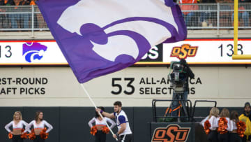 STILLWATER, OK - NOVEMBER 18: Kansas State Wildcats flag during the Big 12 college football game between the Kansas State Wildcats and the Oklahoma State Cowboys on November 18, 2017 at Boone Pickens Stadium in Stillwater, Oklahoma. (Photo by William Purnell/Icon Sportswire via Getty Images)