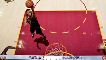 CLEVELAND, OH - JUNE 6: Rodney Hood #1 of the Cleveland Cavaliers shoots the ball against the Golden State Warriors in Game Three of the 2018 NBA Finals on June 6, 2018 at Quicken Loans Arena in Cleveland, Ohio. NOTE TO USER: User expressly acknowledges and agrees that, by downloading and/or using this Photograph, user is consenting to the terms and conditions of the Getty Images License Agreement. Mandatory Copyright Notice: Copyright 2018 NBAE (Photo by Jesse D. Garrabrant/NBAE via Getty Images)