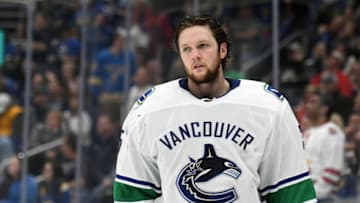 ST. LOUIS, MO - APRIL 06: Vancouver Canucks goalie Thatcher Demko (35) during a NHL game between the Vancouver Canucks and the St. Louis Blues on April 06, 2019, at Enterprise Center, St. Louis, Mo. (Photo by Keith Gillett/Icon Sportswire via Getty Images)