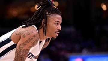 MEMPHIS, TENNESSEE - MARCH 11: Ja Morant #12 of the Memphis Grizzlies during the game against the New York Knicks at FedExForum on March 11, 2022 in Memphis, Tennessee. NOTE TO USER: User expressly acknowledges and agrees that , by downloading and or using this photograph, User is consenting to the terms and conditions of the Getty Images License Agreement. (Photo by Justin Ford/Getty Images)