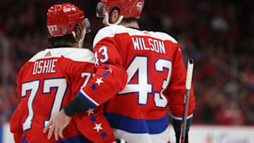 T.J. Oshie, Tom Wilson, Washington Capitals (Photo by Patrick Smith/Getty Images)