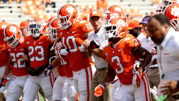 CLEMSON, SC - SEPTEMBER 15: Dabo Swinney head coach Clemson University Tigers with his team for Tiger Walk during action between Georgia Southern and Clemson on September 15, 2018, at Clemson Memorial Stadium in Clemson S.C. (Photo by John Byrum/Icon Sportswire via Getty Images)