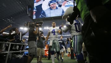 Dec 26, 2016; Arlington, TX, USA; Dallas Cowboys quarterback Dak Prescott (4) leaves the field after the game against the Detroit Lions at AT&T Stadium. Dallas Cowboys won 42-21. Mandatory Credit: Tim Heitman-USA TODAY Sports