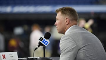 Nebraska Cornhuskers head coach Scott Frost speaks to the media (Robert Goddin-USA TODAY Sports)