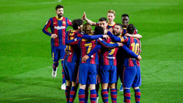 Martin Braithwaite of FC Barcelona celebrates his goal (Photo by Pablo Morano/BSR Agency/Getty Images)