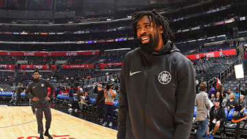 LOS ANGELES, CA - NOVEMBER 30: DeAndre Jordan #6 of the LA Clippers smiles on the court before the game against the Utah Jazz on November 30, 2017 at STAPLES Center in Los Angeles, California. NOTE TO USER: User expressly acknowledges and agrees that, by downloading and/or using this Photograph, user is consenting to the terms and conditions of the Getty Images License Agreement. Mandatory Copyright Notice: Copyright 2017 NBAE (Photo by Andrew D. Bernstein/NBAE via Getty Images)