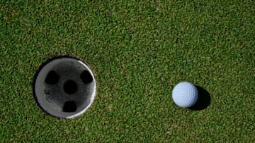 RIO GRANDE, PUERTO RICO - DECEMBER 18: Golfball inches from the cup on the 14th green at the Coco Beach Championship course on December 18, 2019 in Rio Grande, Puerto Rico. (Photo by John McCoy/Getty Images)