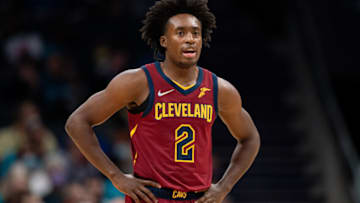 CHARLOTTE, NORTH CAROLINA - NOVEMBER 01: Collin Sexton #2 of the Cleveland Cavaliers looks on during their game against the Charlotte Hornets at Spectrum Center on November 01, 2021 in Charlotte, North Carolina. NOTE TO USER: User expressly acknowledges and agrees that, by downloading and or using this photograph, User is consenting to the terms and conditions of the Getty Images License Agreement. (Photo by Jacob Kupferman/Getty Images)