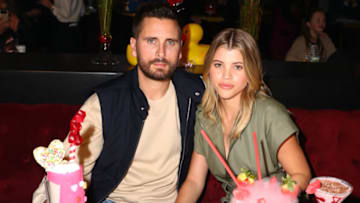 SAN DIEGO, CALIFORNIA - FEBRUARY 14: Scott Disick and Sofia Richie celebrate Valentine's Day at San Diego's new Theatre Box® Entertainment Complex with dinner at Sugar Factory American Brasserie at Theatre Box® on February 14, 2019 in San Diego, California. (Photo by Joe Scarnici/Getty Images for Theatre Box)