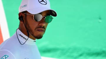SAO PAULO, BRAZIL - NOVEMBER 12: Lewis Hamilton of Great Britain and Mercedes GP looks on on the grid before the Formula One Grand Prix of Brazil at Autodromo Jose Carlos Pace on November 12, 2017 in Sao Paulo, Brazil. (Photo by Mark Thompson/Getty Images)