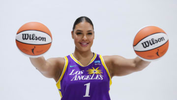 TORRANCE, CALIFORNIA - APRIL 27: Liz Cambage attends Los Angeles Sparks Media day at Jump Beyond Sports on April 27, 2022 in Torrance, California. NOTE TO USER: User expressly acknowledges and agrees that, by downloading and or using this photograph, user is consenting to the terms and conditions of Getty Images License Agreement. (Photo by Leon Bennett/Getty Images)