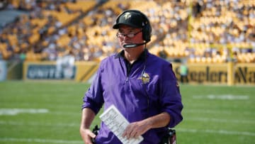 PITTSBURGH, PA - SEPTEMBER 17: Head coach Mike Zimmer of the Minnesota Vikings looks on from the sidelines in the second half during the game against the Pittsburgh Steelers at Heinz Field on September 17, 2017 in Pittsburgh, Pennsylvania. (Photo by Justin K. Aller/Getty Images)