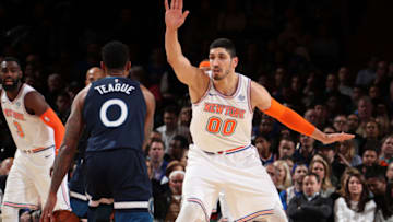 NEW YORK, NY - MARCH 23: Enes Kanter #00 of the New York Knicks plays defense against the Minnesota Timberwolves. Copyright 2018 NBAE (Photo by Nathaniel S. Butler/NBAE via Getty Images)